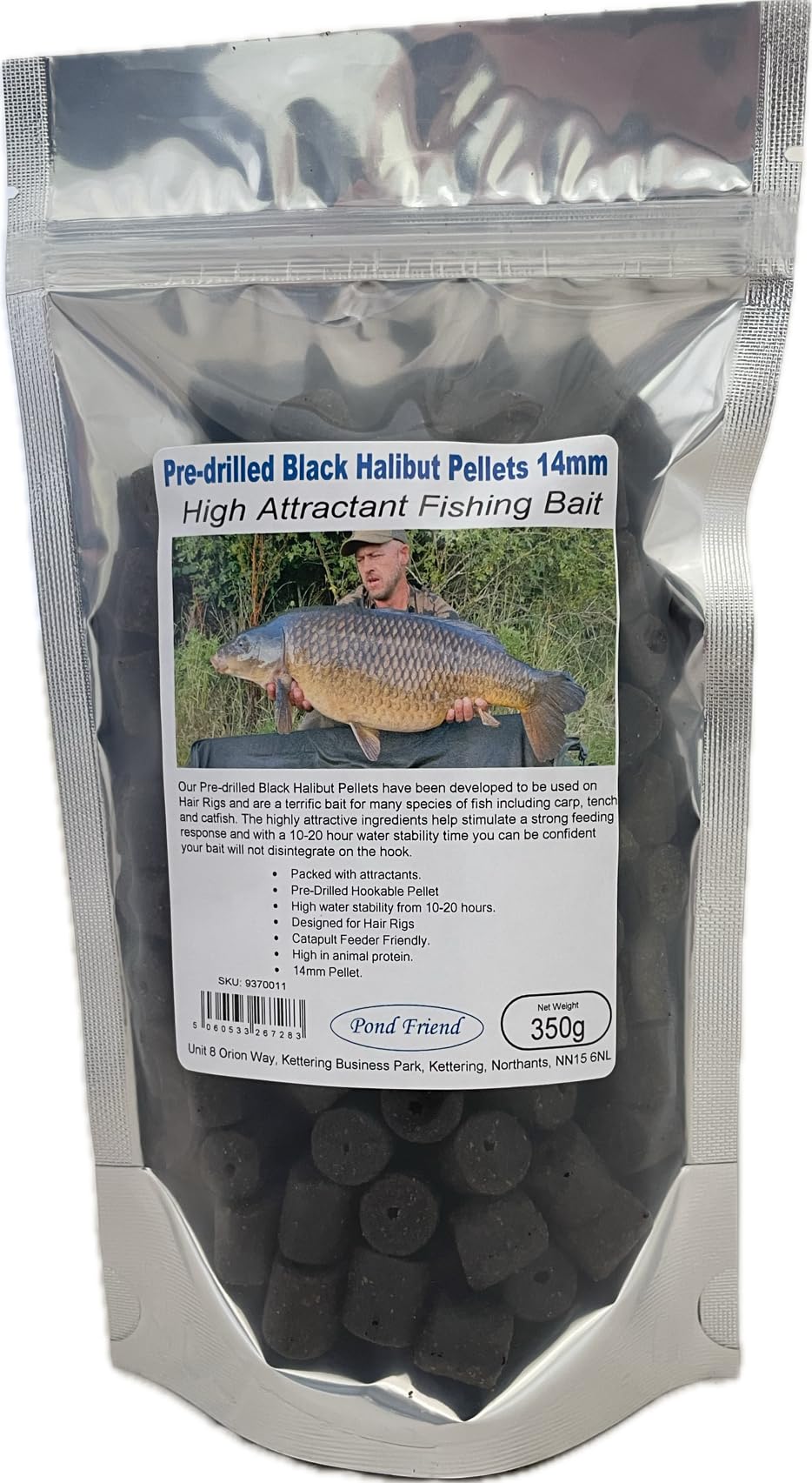 Pre Drilled Black Halibut Carp Fishing Bait 14mm 350g