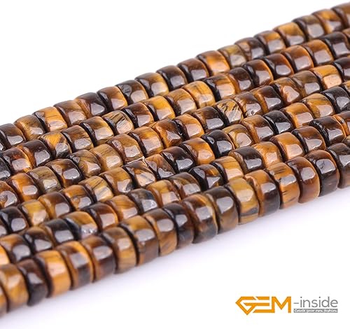 Miniatura 3 de Gem-Inside - Cuentas de ojo de tigre amarillo de 0.079 x 0.157 in para fabricación de joyas, cuentas de piedras preciosas de superficie lisa,