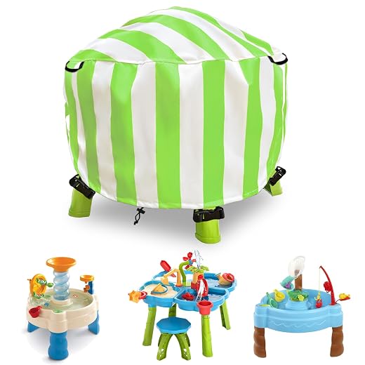 Aacabo - Water Table Cover for Kids, Little Tikes Spiralin' Seas Waterpark, Sand and Water Play Table Cover, Outdoor Toy Cover, 34 x 34 x 18 inch