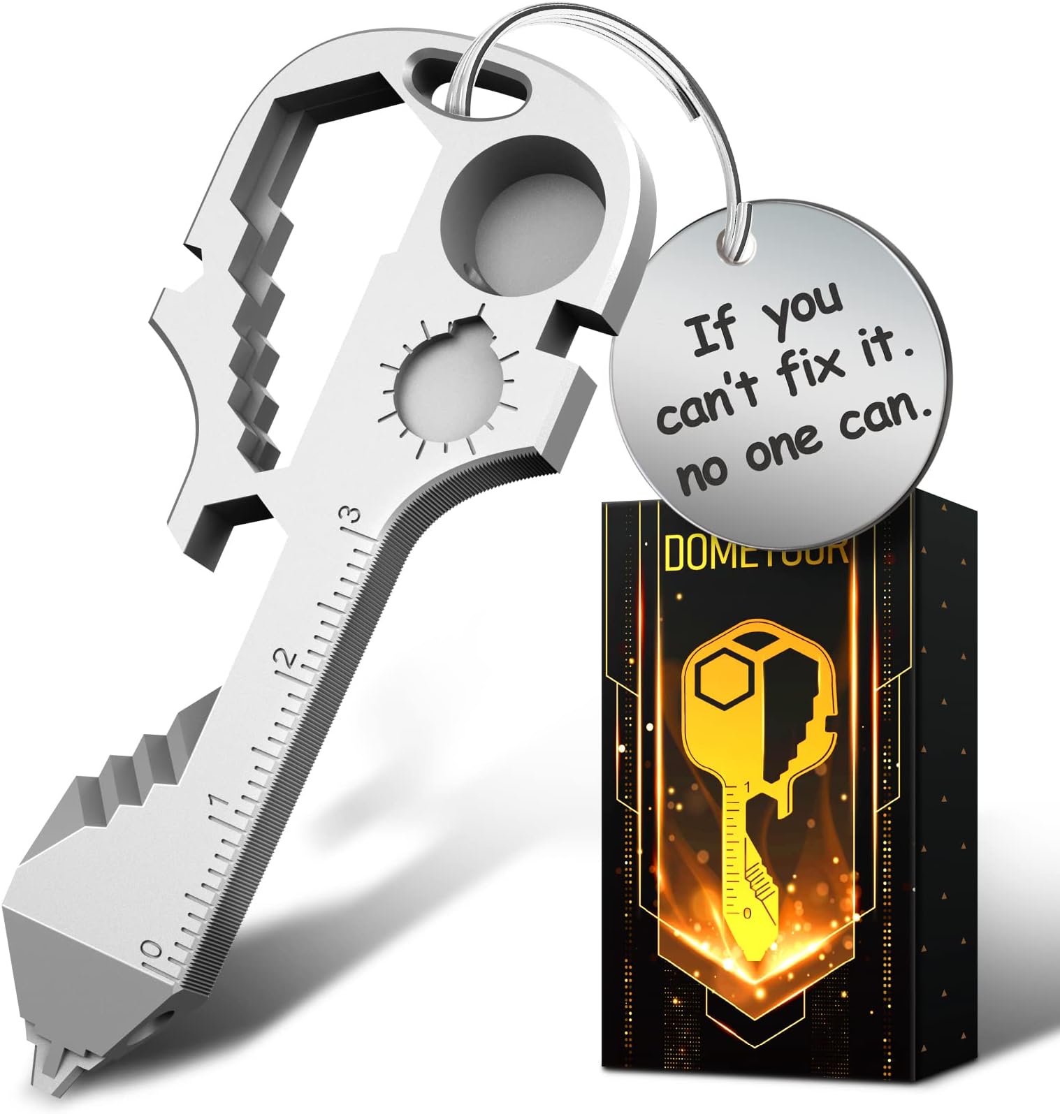Stocking Stuffers for Men Keychain Multitool - Key Shaped Pocket EDC Tool Christmas Gifts for Men Women Dad Adult Husband Cool Outdoor Portable Gadgets with Drill Drive Screwdriver Bottle Opener Ruler