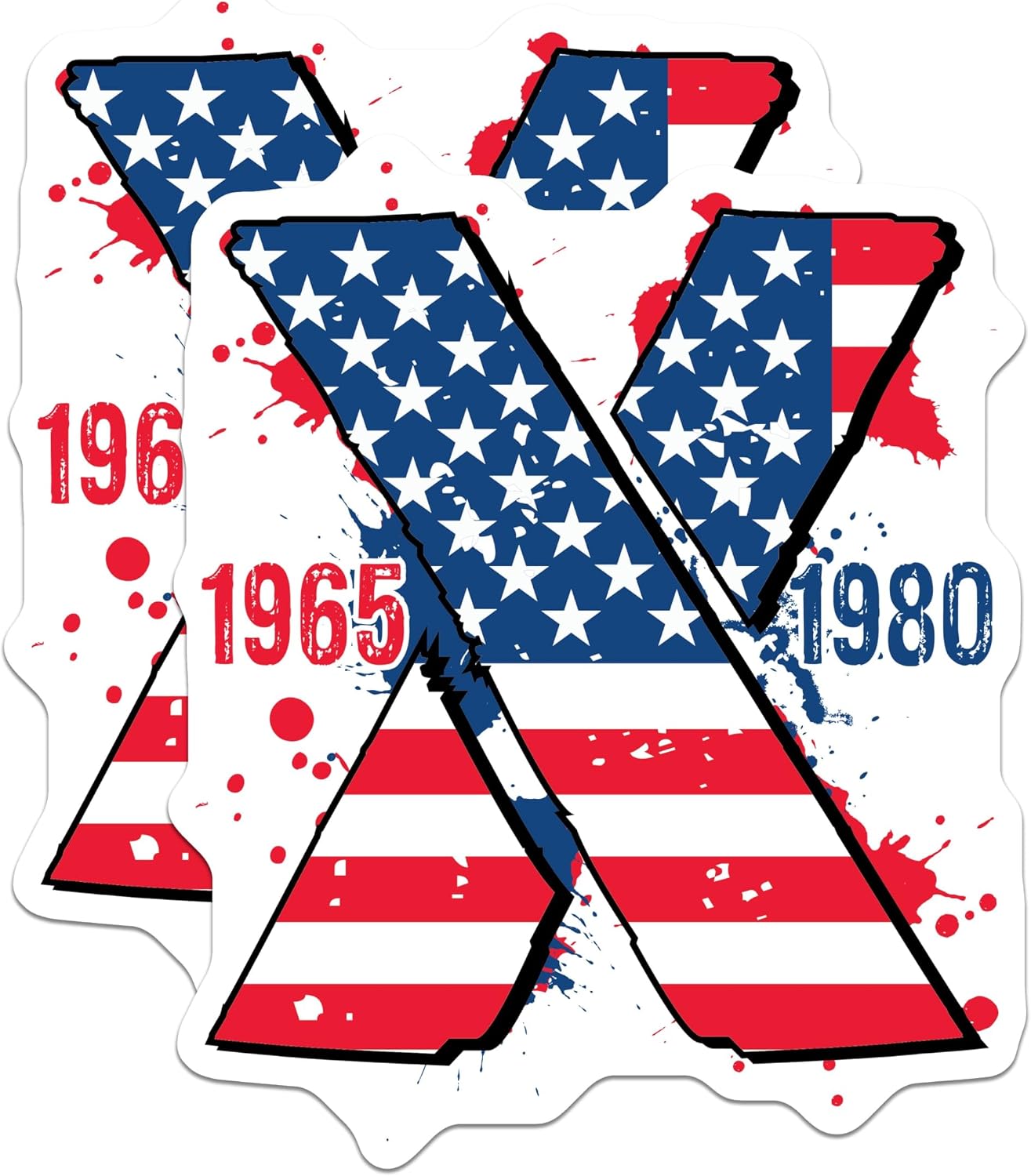 (2 Pack) Gen X Stickers - Retro Generation X Design - 80s and 90s Nostalgia Stickers - Vintage Patriotic Stickers - 5" On Longest Side - Sticks to Smooth Flat Surfaces - Made in USA - BMCS4761