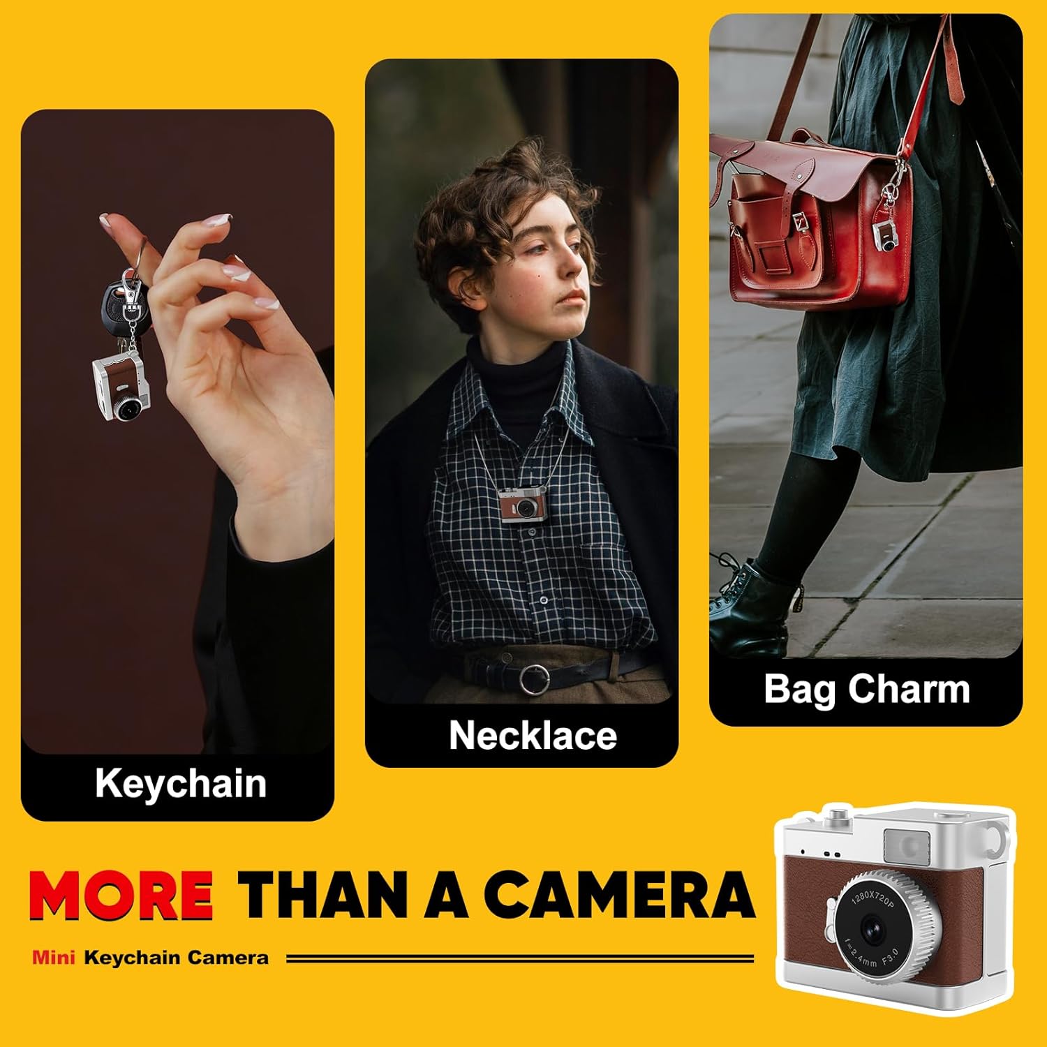 Keychain Camera, 16GB Mini Digital Camera with Built-in Flash & Retro Filters, Pocket Mini Camera for Travel, Vlogging, Birthday Valentine Gifts