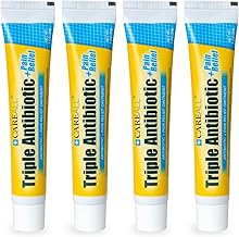 CareAll Triple Antibiotic Ointment + Pain Relief 1.0 oz (4 Pack), Dual Action First Aid for Minor Scrapes, Cuts, and Burns to Help Prevent Infection While Providing Maximum Strength Pain Relief.