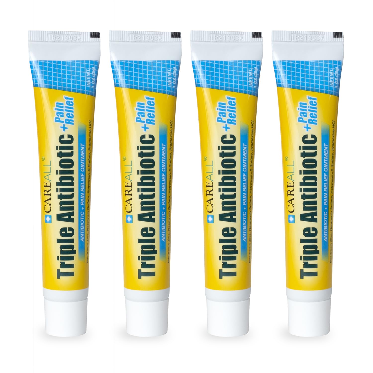 CareAll Triple Antibiotic Ointment Pain Relief 1 0 oz 4 Pack Dual Action First Aid for Minor Scrapes