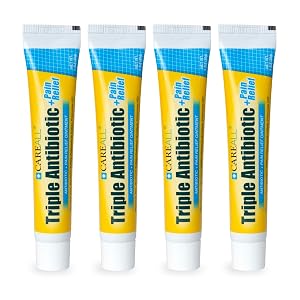 CareAll Triple Antibiotic Ointment Pain Relief 1 0 oz 4 Pack Dual Action First Aid for Minor Scrapes