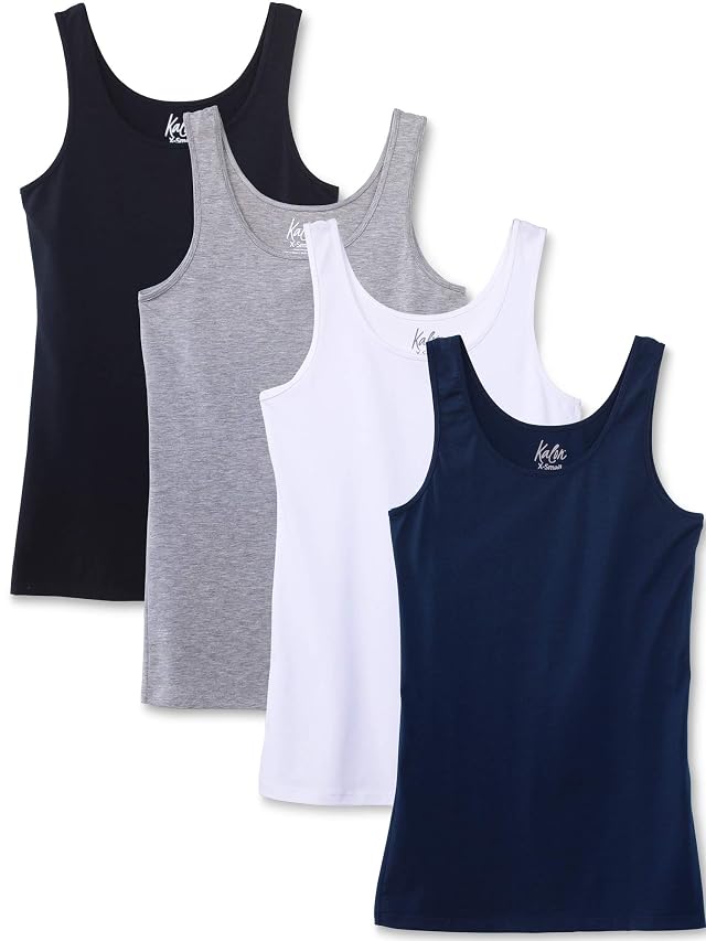 Kalon Womens 4-Pack Scoop Neck Tank Top Base Layer