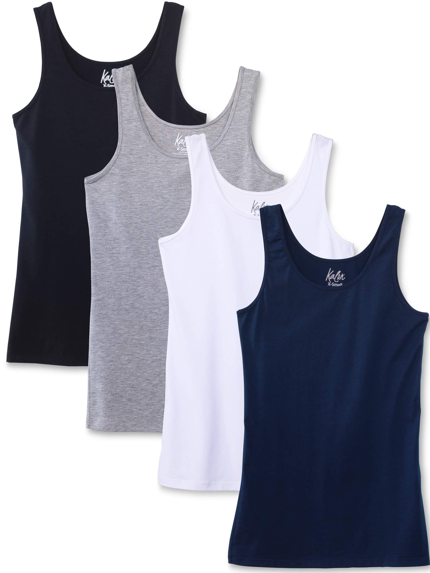 Kalon Womens 4-Pack Scoop Neck Tank Top Base Layer
