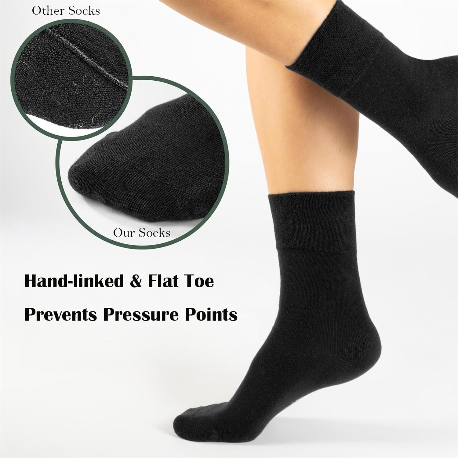 Diabetic Socks for Mens Womens 6 Pairs 7-18 Big and Tall Non Binding Seamless Socks for Pregnancy Seniors,Swollen Feet.