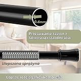 1 x wysuwany drek napinajcy do zasony bez wiercenia, teleskopowy drek do zasony prysznicowej, regulowany drek do zasony prysznicowej do zason z oczkami, azienki, sypialni (175-260 cm)