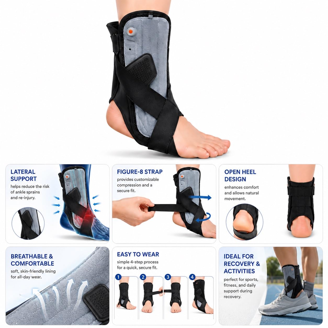 Generisch Kompressions-Sprunggelenkbandage mit atmungsaktivem Stoff, für Sport und tägliches Gehen, Modell CJDW1177 (Plate ankle)