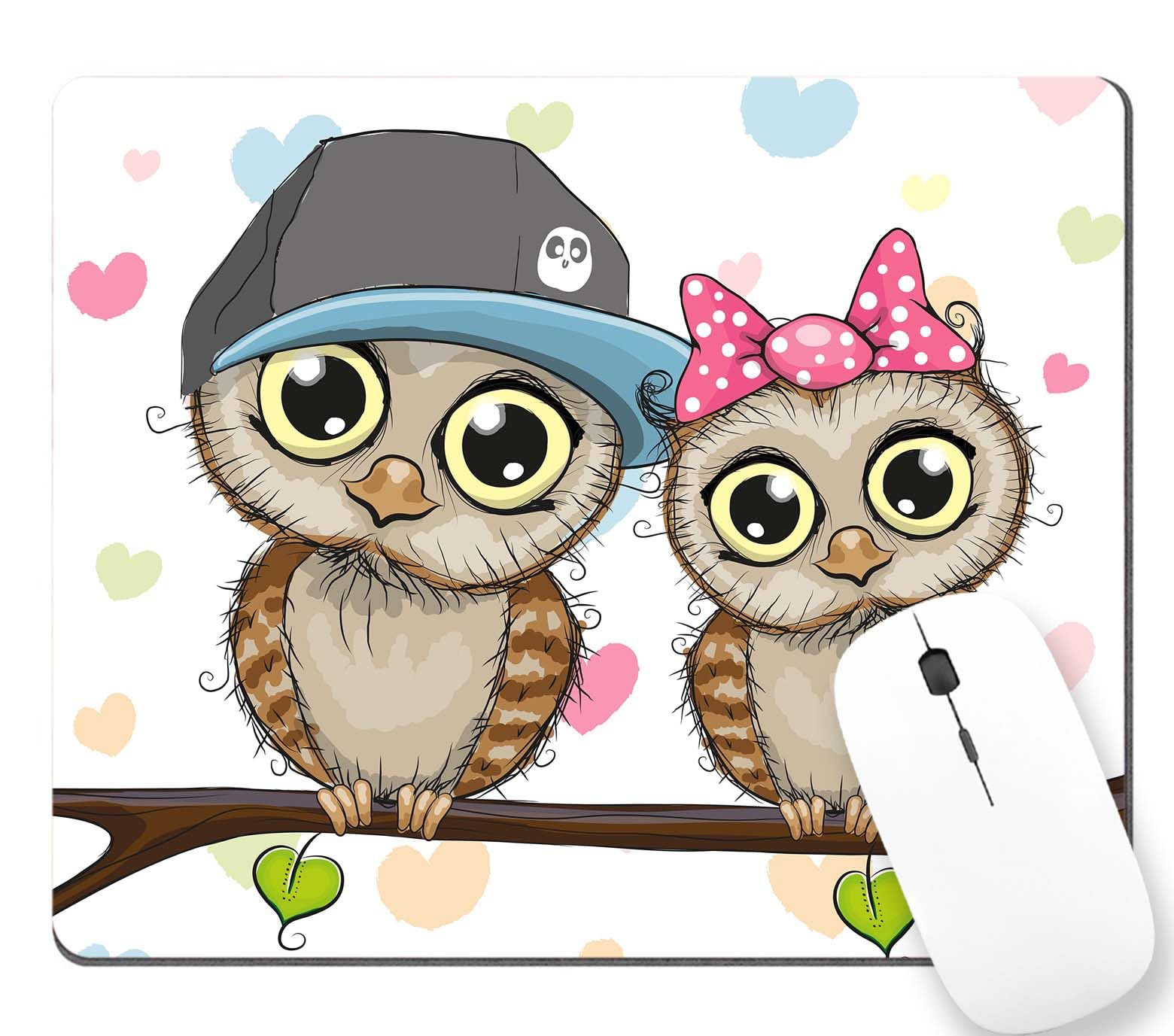 TSSOHU Cute Owls Mouse Pad Non-Slip Rubber Base Gaming MousePads for Computers Laptop Office, Computer Mouse Pad for Wireless Mouse, 9.5""x7.9""x0.12"