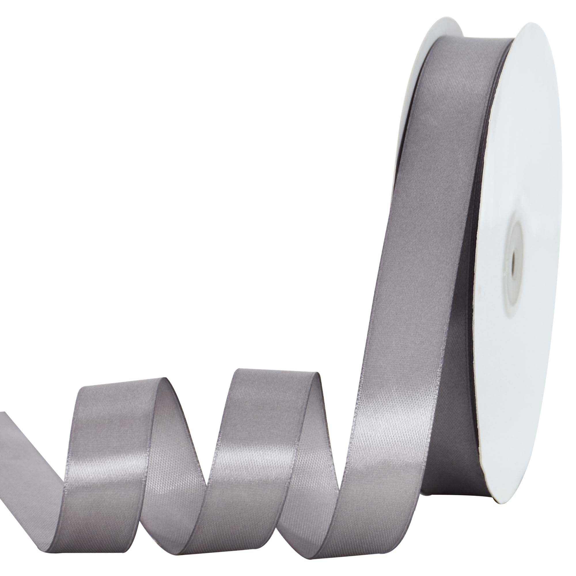 TONIFUL 7/8 Inch x 100yds Silver Satin Ribbon Thin Solid Frabic Ribbons for Gift Wrapping DIY Crafts Bows, Invitations