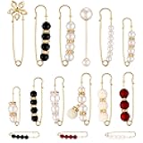 15 Pieces Sweater Clips for Cardigans Heavy Duty Safety Pins Fancy Safety Pins Faux Pearl Brooch Pin Dress Clip Hat Shawl Clips Decorative Pins for Cardigans Women Girls Dressing Cloth Accessories
