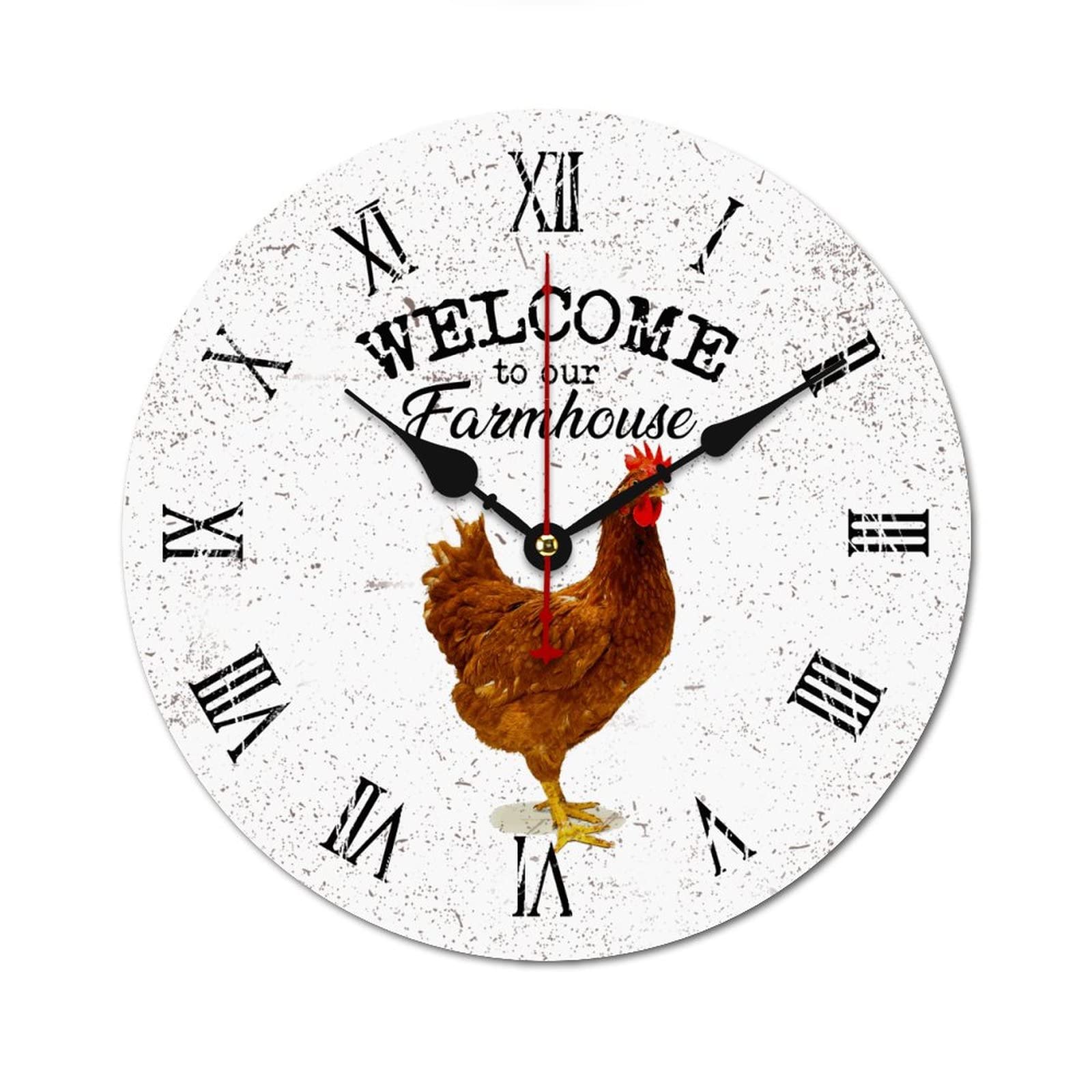 Décoration cuisine coq en bois horloge murale ronde rustique