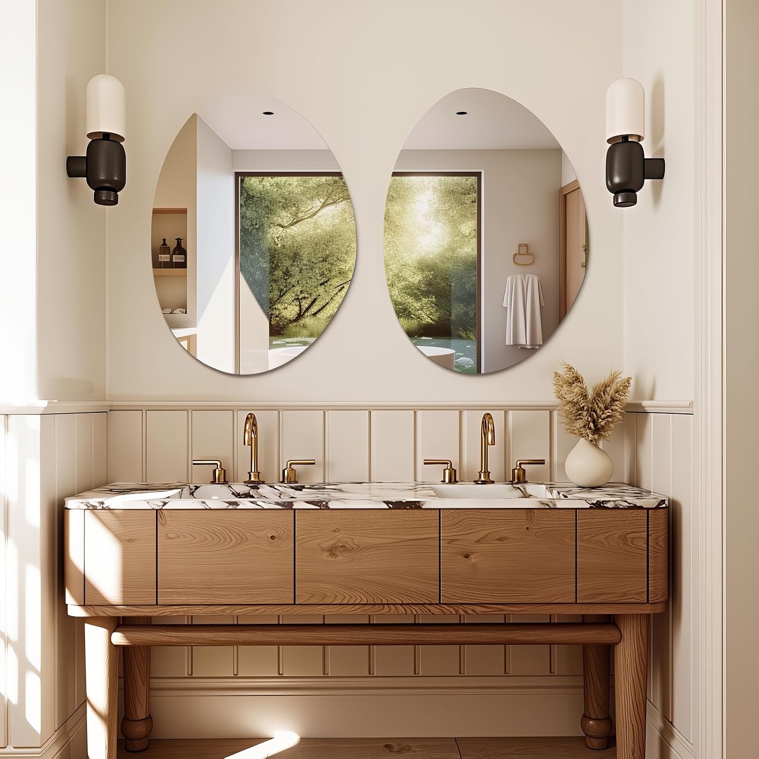 Irregular Wall Mirror 24"x32", Frameless Asymmetrical Mirror for Wall, Modern Decorative Bathroom Mirror, Wall Mounted Mirror for Bedroom Living Room Entryway