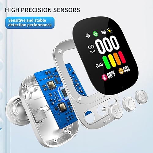 Miniatura 7 de Detector de monóxido de carbono enchufable 4 en 1 y combinación de gas natural, batería de respaldo integrada y pantalla HD de 2.1 pulgadas humedad