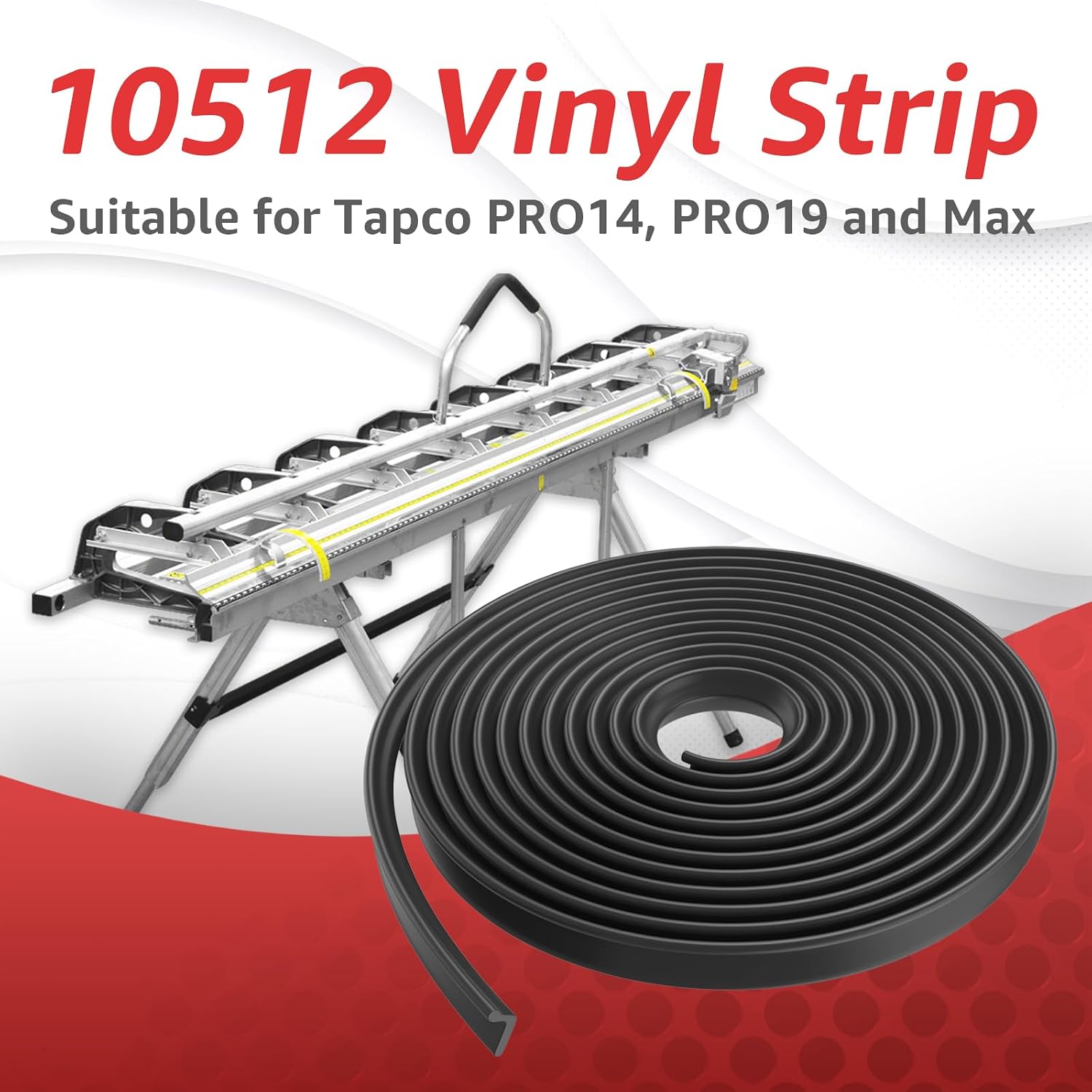 10512 Vinyl Strip 10'-6" for Tapco Pro 14, Pro 19, Maximum Bending Siding Brake Replacement Kit, Replacement for Tapco Brake Parts - Black