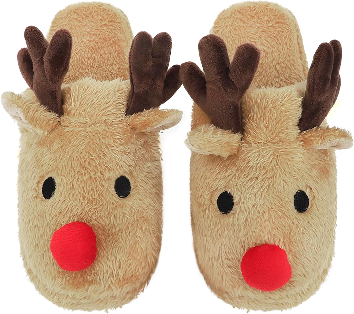 Womens Reindeer Antlers Slippers - Plush Warm Comfort