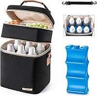 Vista 11 de Bolsa enfriadora de leche materna con bolsa de hielo para 6 biberones de hasta 9 onzas Negro