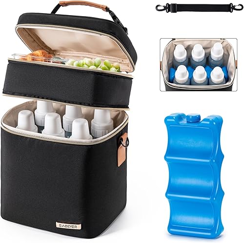 Vista 11 de Bolsa enfriadora de leche materna con bolsa de hielo para 6 biberones de hasta 9 onzas Negro