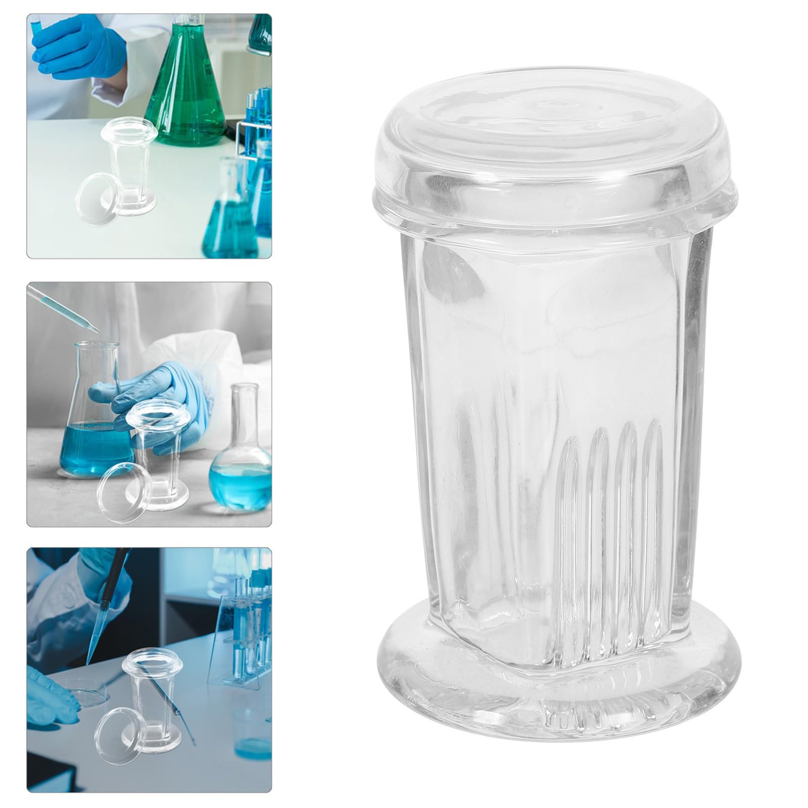 Levemolo Frascos de Laboratorio para Tinción Coplin (4 Piezas) Tapa, Frascos de Vidrio para Teñir Portaobjetos, Capacidad para 5 Muestras, Ideales para Operaciones Seguras en Laboratorio