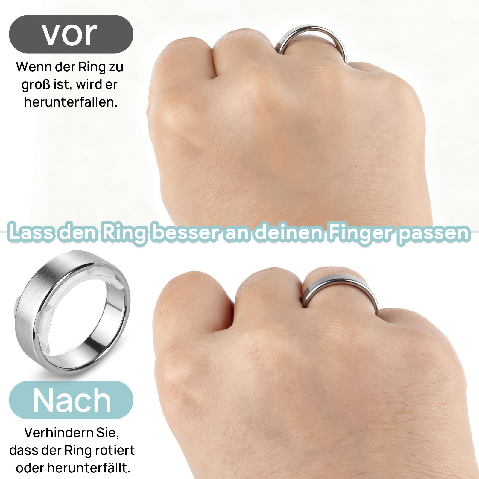 25 Stück Ringgrößenversteller für lose Ringe, 16 Stück Ringgrößenversteller umfassen 8 Verschiedene Größen und 8 spiralförmigen Ringanpasser umfassen 4 verschiedenen Durchmessern erhältlich