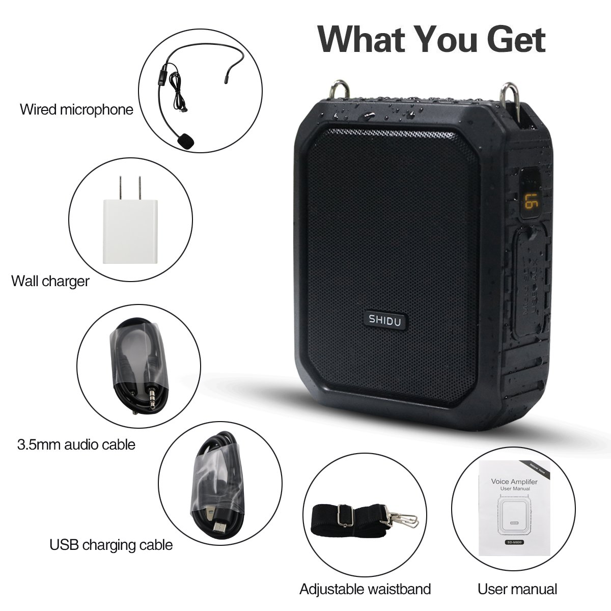 Amplificatore vocale Bluetooth microfono con altoparlante, 18W voice amplifier impermeabile personale portatile ricaricabile per casse insegnanti, guide turistiche, insegnante, insegnante, ecc.