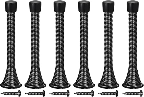 uxcell 6 topes de puerta de resorte, tope de puerta flexible de 3-34 pulgadas con parachoques de goma y tornillos para proteger la parte inferior de