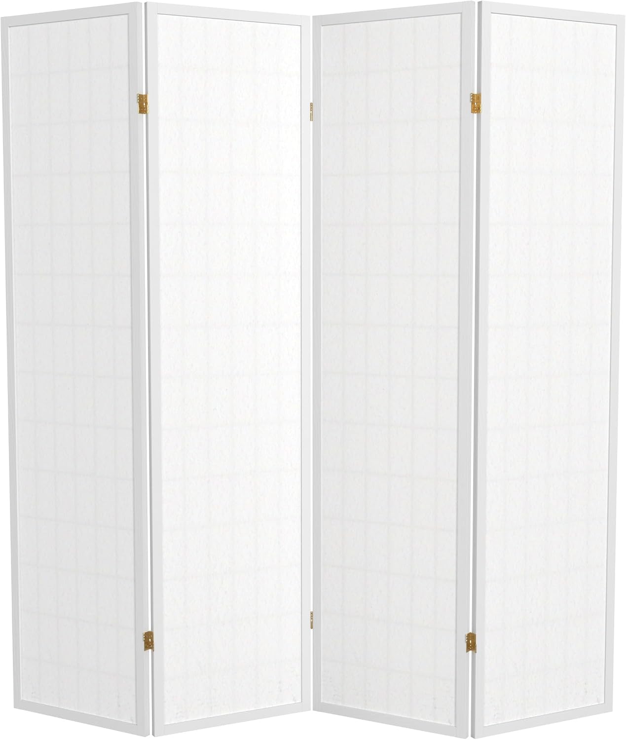 Red Lantern 6 ft. Tall Window Pane Shoji Screen - White - 4 Panels