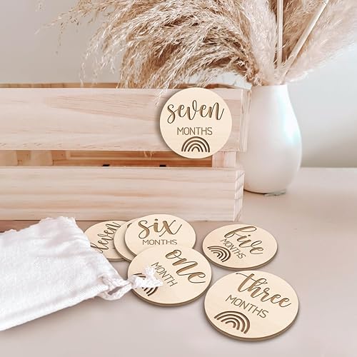 Miniatura 4 de Letrero mensual de bebé, letrero de anuncio de madera para bebé, hito mensual del bebé, tarjeta de hito mensual para bebé niña o niño, marcadores de