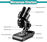 Vista 6 de ESSLNB Microscopio estéreo binocular montado, microscopios, microscopio biológico portátil con oculares WF10x, objetivos 3X, aumento 30X