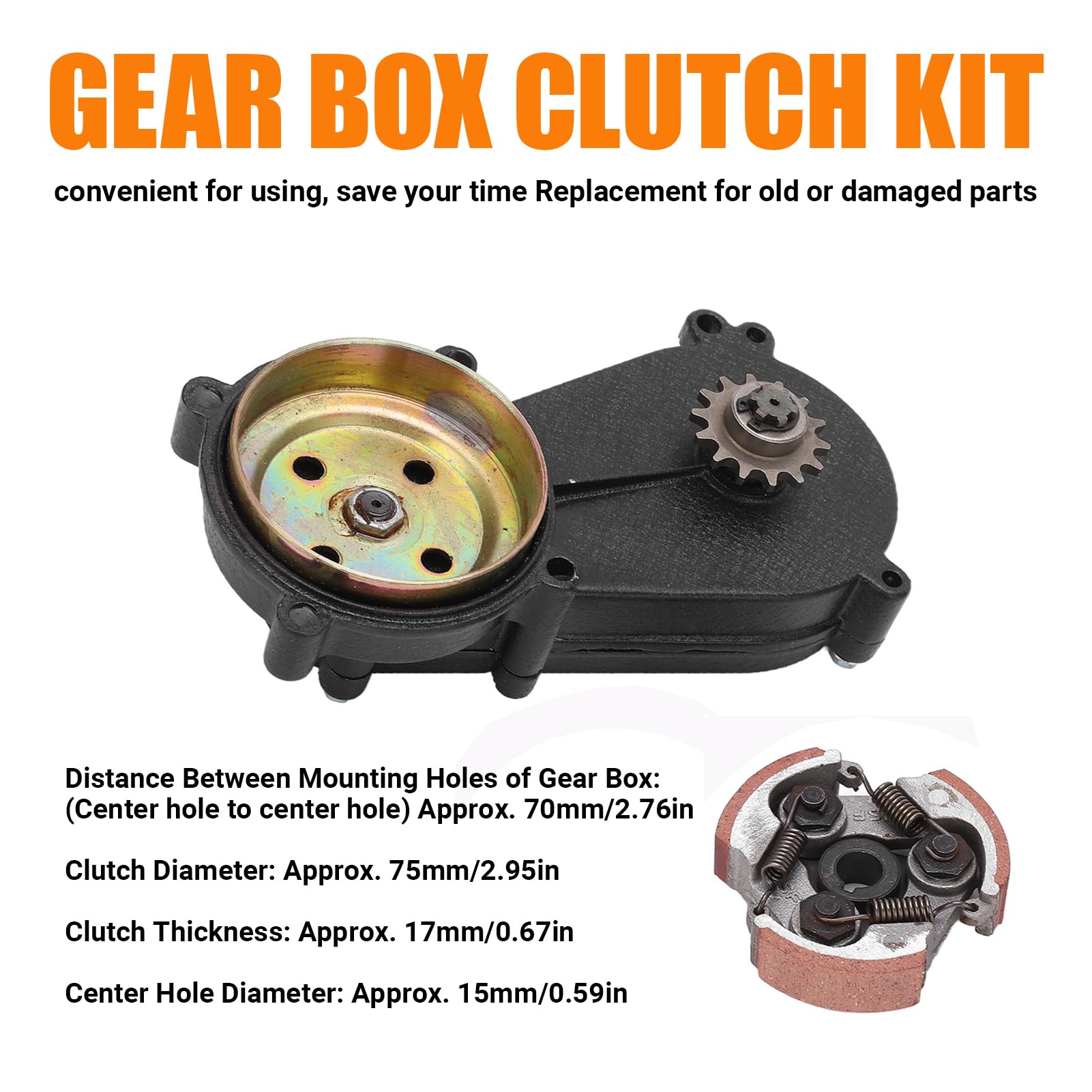 Juego de carcasas de embrague para máquina todoterreno, caja de embrague, caja de tambor 14T, juego de embrague para 47 ccm 49 ccm Mini Pocket Quad Dirt Bike ATV piezas tambor de embrague