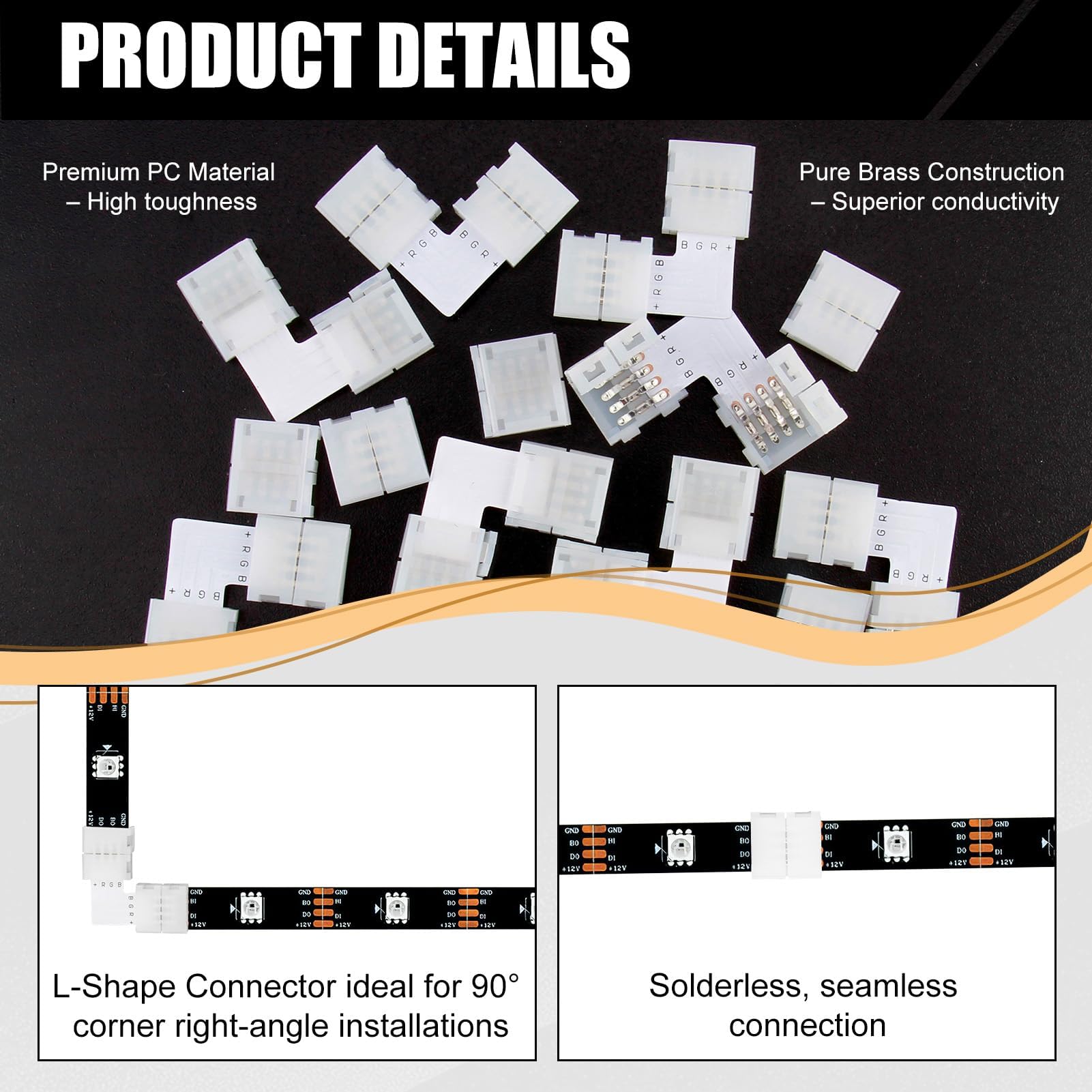 RUNCCI-YUN Connettore Striscia LED,10mm RGB Il Connettore LED