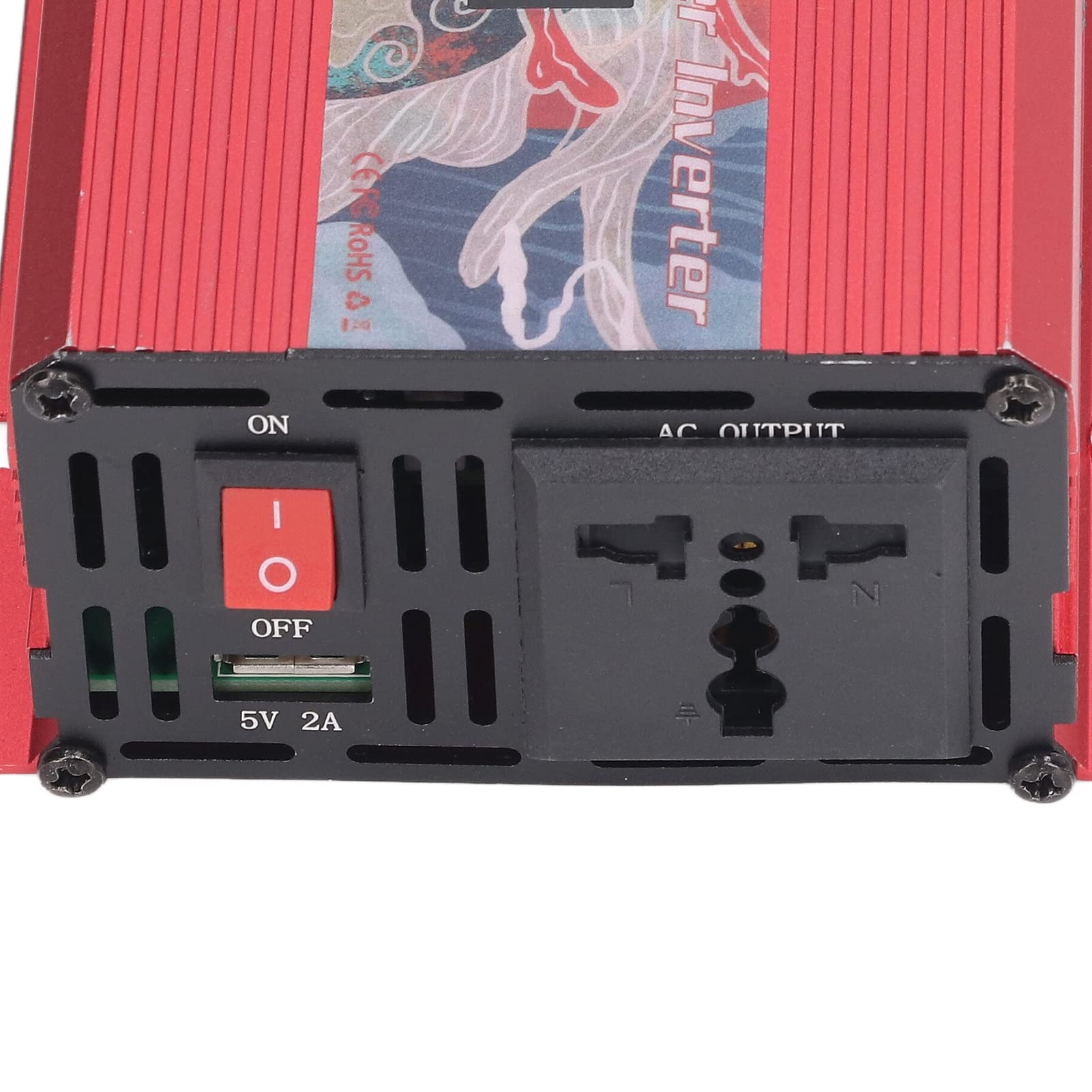 Aramox Przetwornica Napięcia Samochodowego, Przetwornica Mocy 300 W ze Stopu Aluminium z Wyświetlaczem LCD 220 V AC, USB 5 V 2 A i Wentylatorem Chłodzącym do Podróży Samochodem Kemping Awaryjne