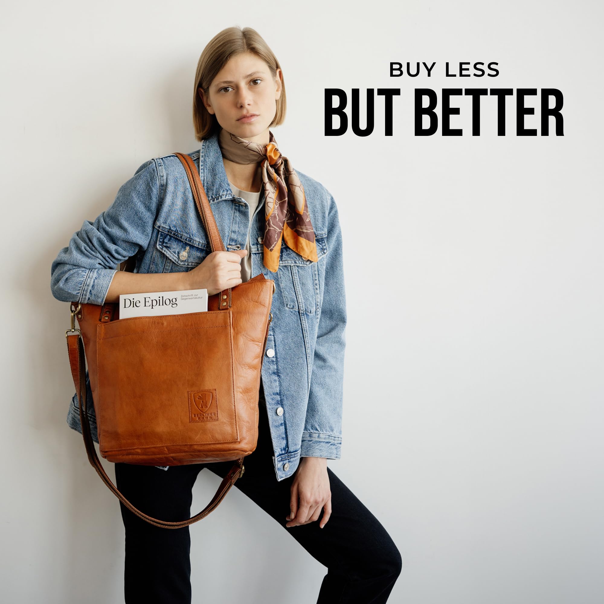 Berliner Bags Verona Bolso Tote Shopper Mujer Piel Auténtica Grande YKK