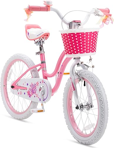 Miniatura 20 de RoyalBaby Stargirl - Bicicleta infantil de 14 pulgadas para niñas con ruedas de entrenamiento y canasta, color azul 09. [Clásico] Azul cielo,ROSA
