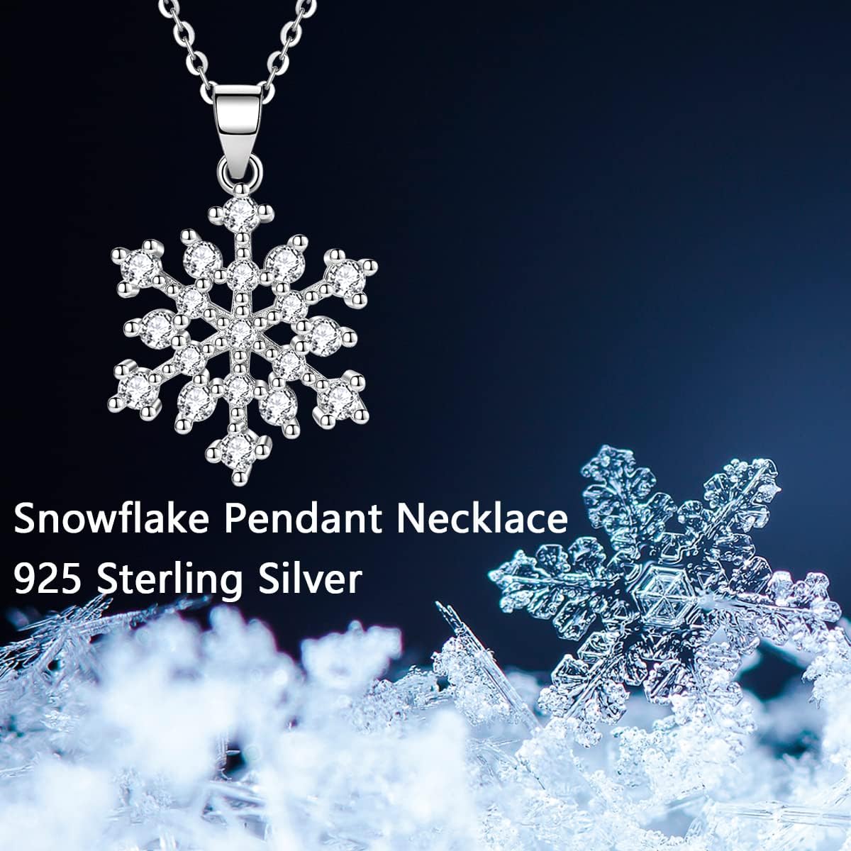 Snowflake Necklace Snowflake Bracelet for Women 925 Sterling Silver Cubic Zirconia Winter Adjustable Snowflake Jewelry Birthday Christmas Jewelry Gifts for Women - Image 7