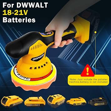 Cordless Car Buffer Polisher Compatible for Dewalt 20V Battery(Without Battery) Car Buffer Polishers with 6 Variable Speed Up to 5500RPM, for Car Detailing/Polishing/Waxing(Battery Not Included)