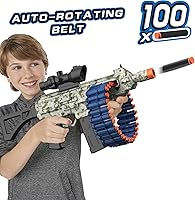 Vista 2 de Juguete eléctrico automático con alcance, JakMean Toy Blaster con 30 clips de dardos y 100 dardos de espuma, juegos de disparos al aire libre, Verde