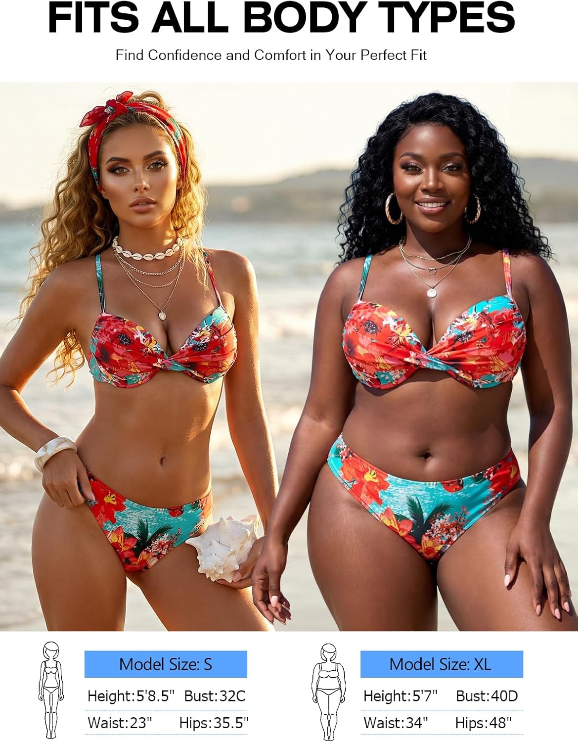 RELLECIGA Women’s Push Up Bikini Top Criss Cross Underwire Swimsuit Top for Women