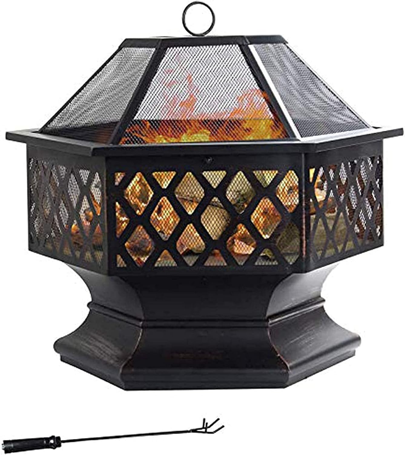 Garden Fire Pit Barbecue Grill,Metal Fire Pits for Garden, Outdoor Party BBQ Fire Pit for Outdoor Garden Patio Outdoor Fireplaces Backyard Firepit Grill Barbecue Rack