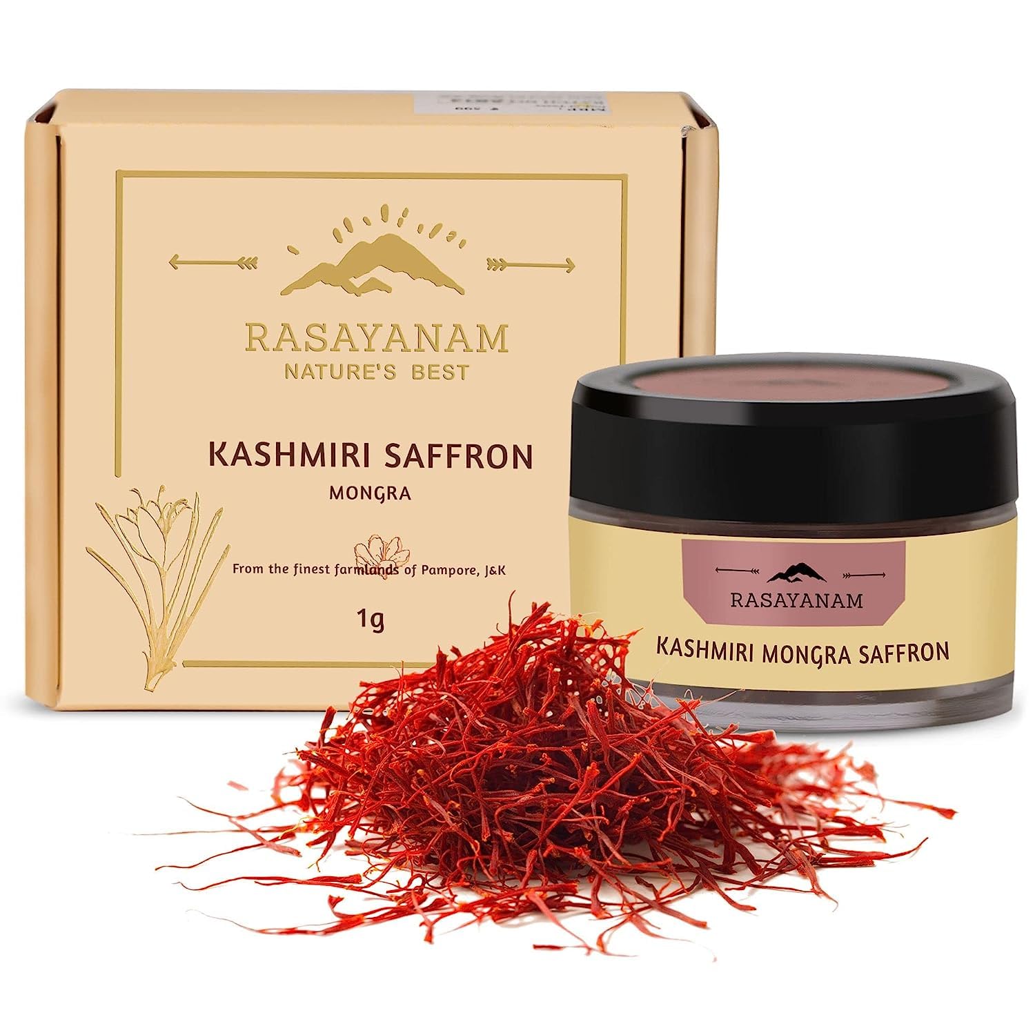 KRISTINA Pure Original Kashmiri Saffron/Kesar/Kumkuma Puvvu (1gm) | Certified highest Grade A | Saffron for pregnant women, Pooja rituals & Food aroma