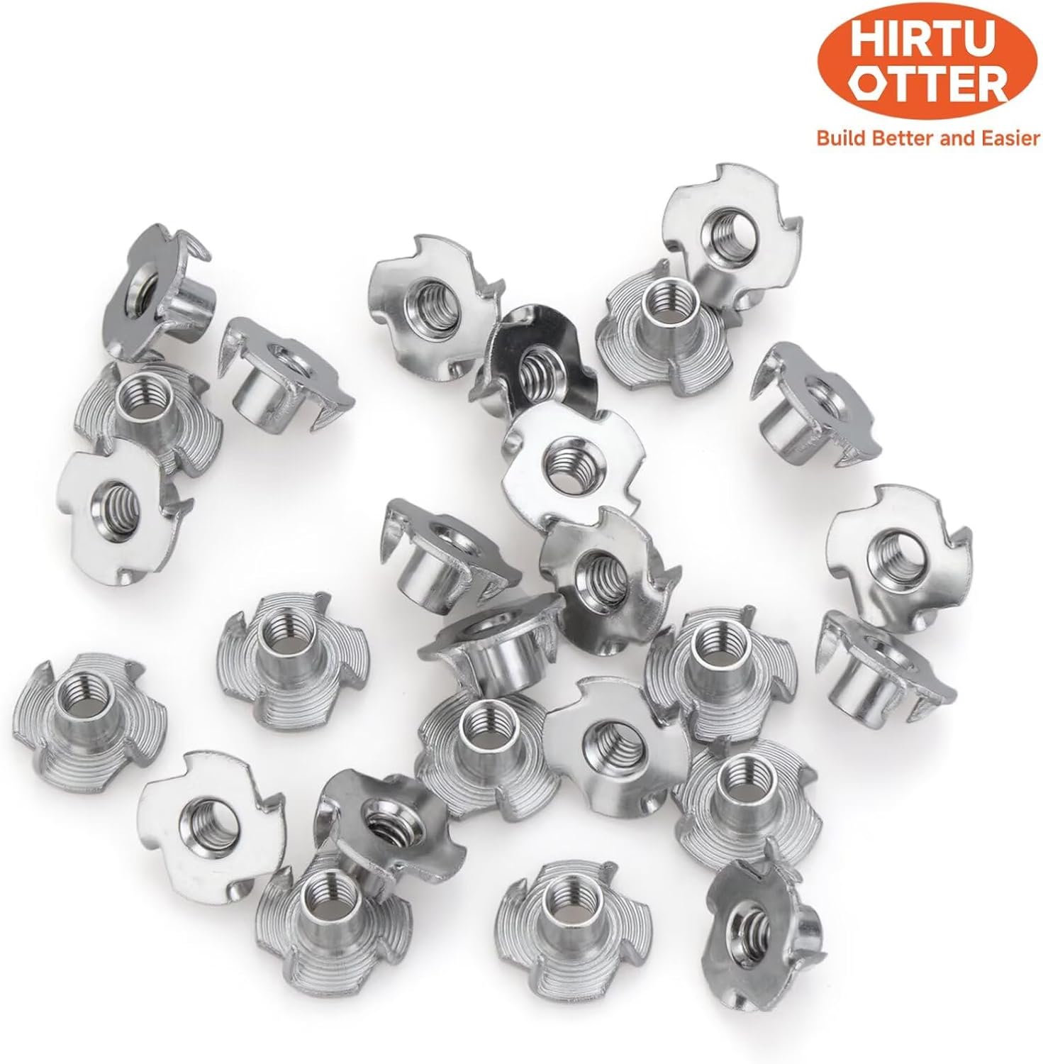 304 Stainless Steel T-Nuts 4-Pronged M8 (25 PCS)