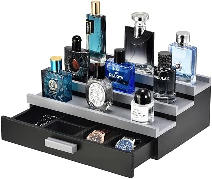 Perfume Organizer for Men,3 Tier Perfume Display Stand,Black+Gray