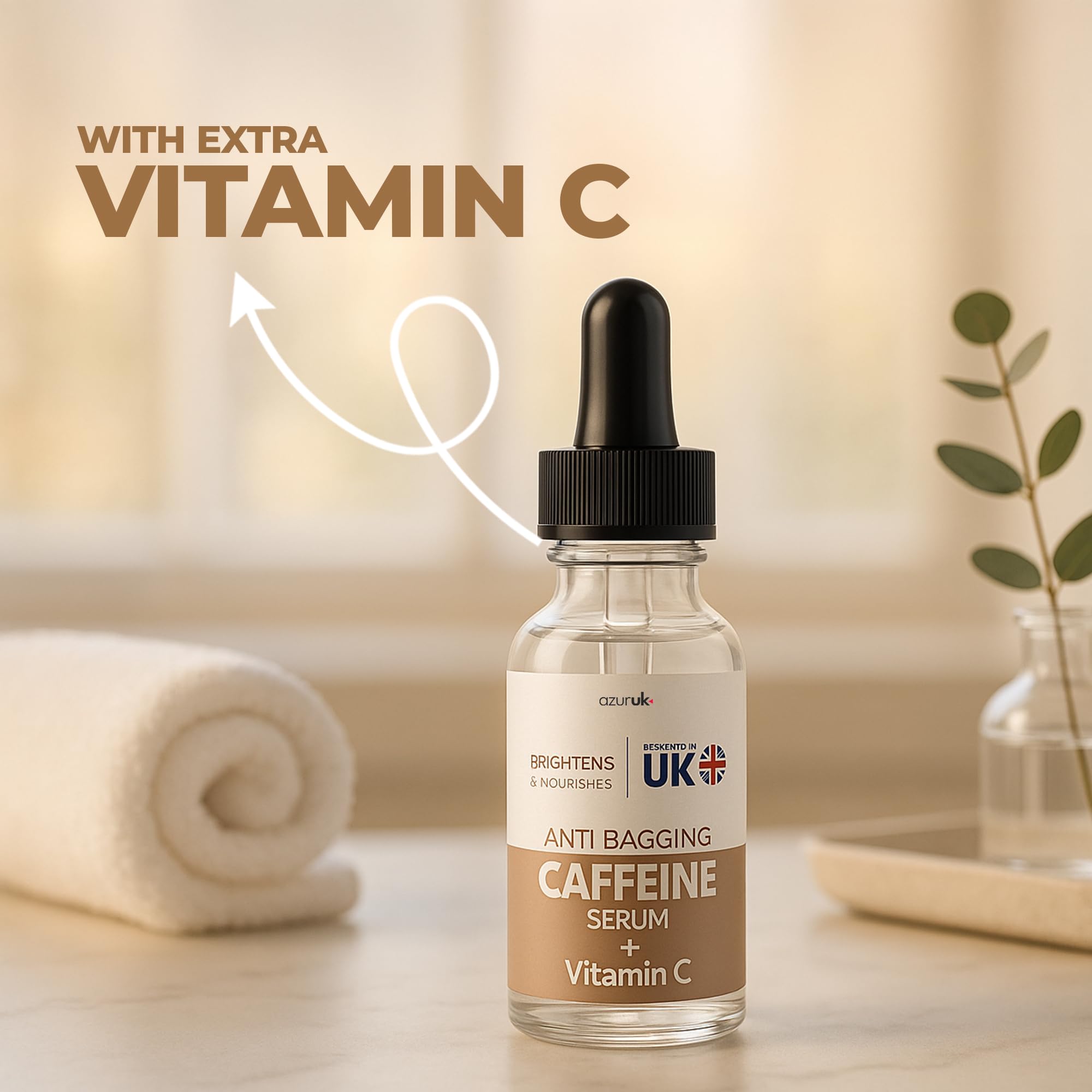 Caffeine Serum, Anti Aging Eye Bag Serum + Vitamin C 5%, Anti Bagging, Anti Wrinkle Serums with Antioxidant Effect - Image 4