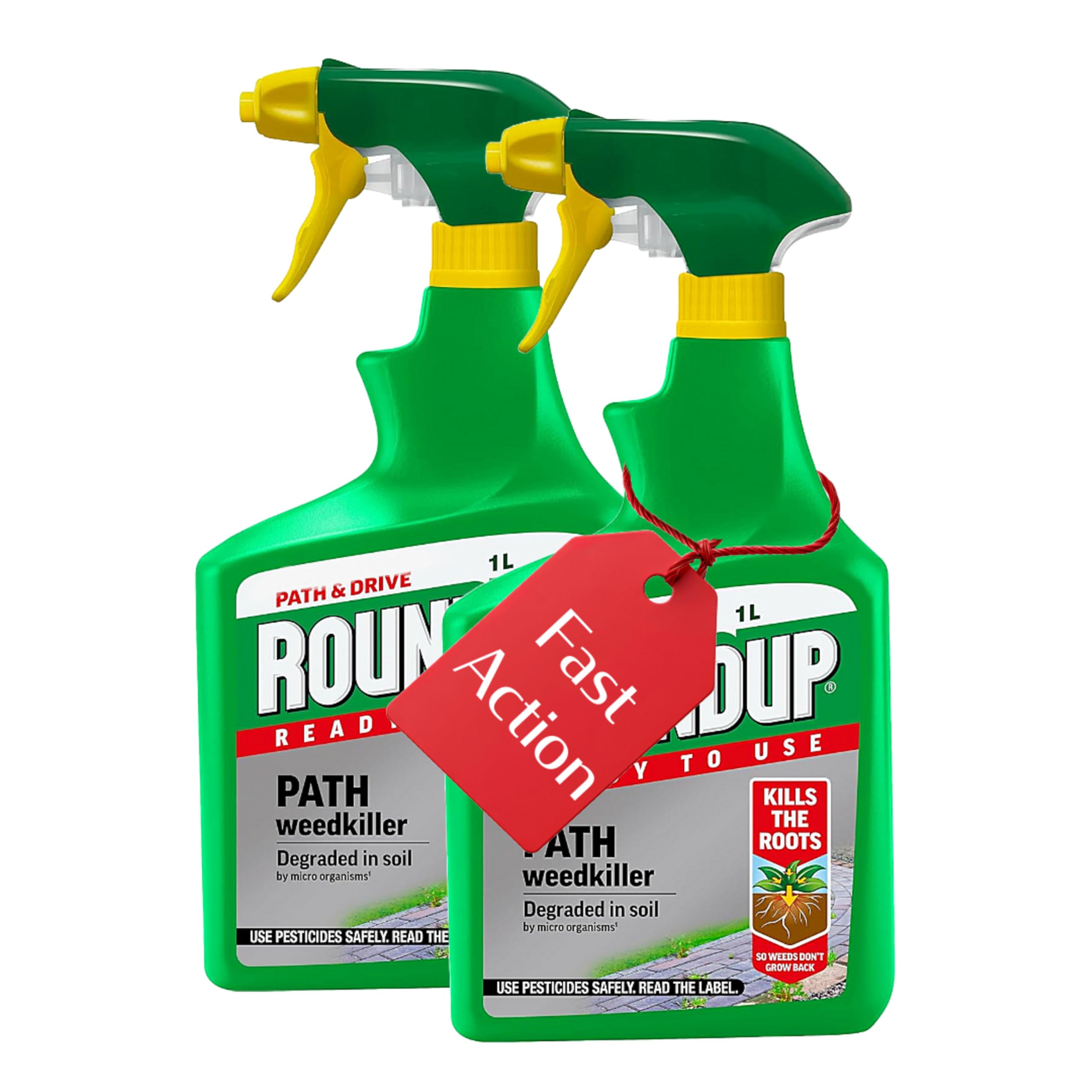 Garden Fast Action Weed Killer - Pack of 2 x 1L Ready To Use Path & Drive Concentrate Weedkiller Garden Sprayer Bundle with Topline Card. Weed Killer Extra Strong for Driveways, Paths
