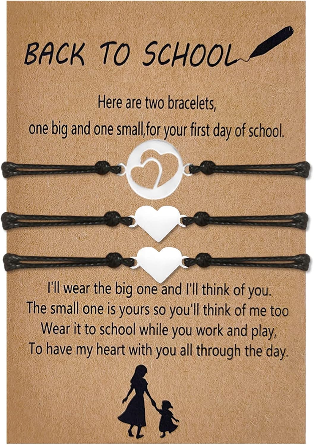 Ymimanchil Pulseras de regreso a clases, pulseras para el primer día de escuela, para mamá e hija, regalo de regreso a clases para niños