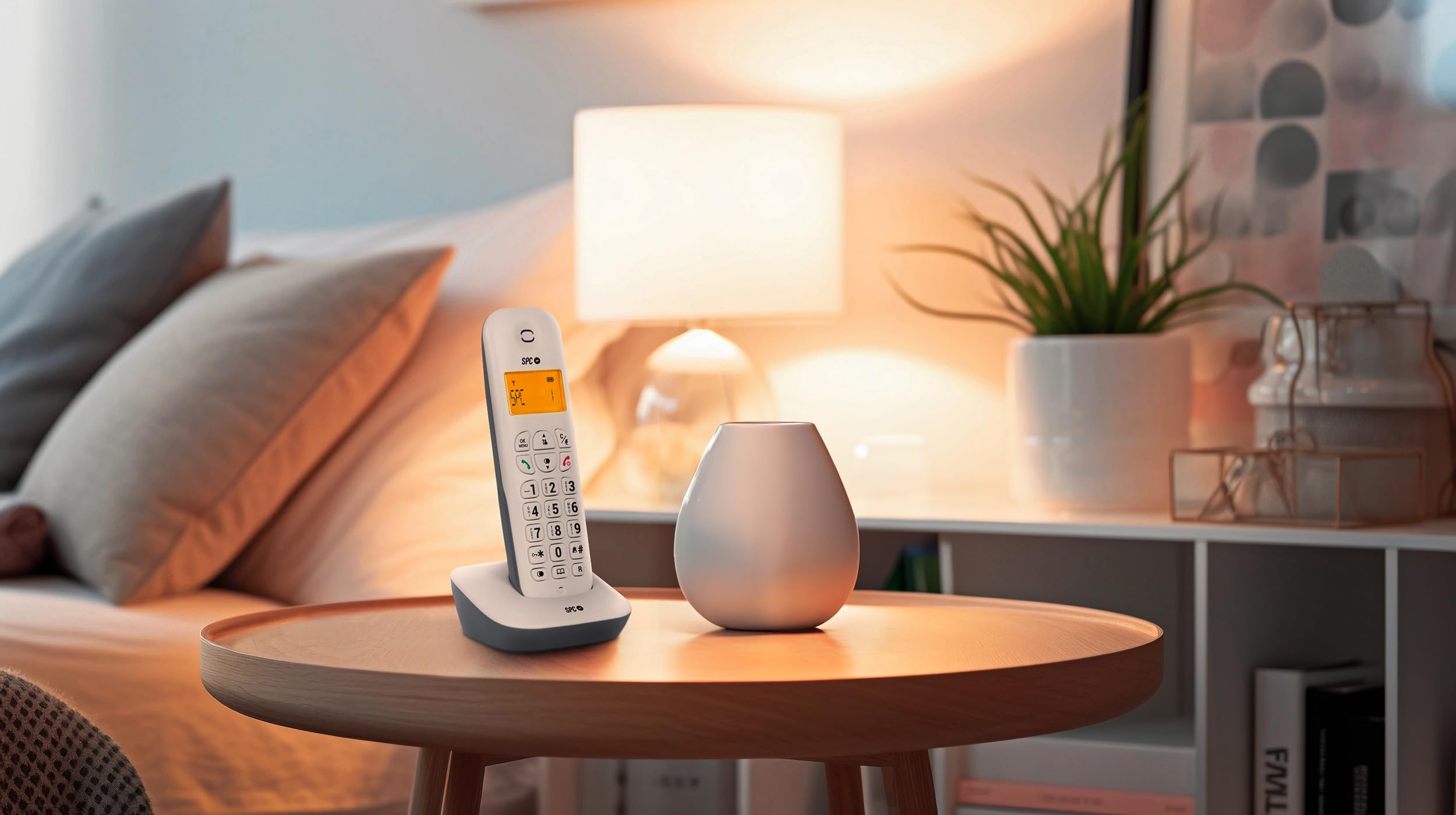 SPC Air – Schnurloses Festnetztelefon mit beleuchtetem Display, Anrufer-ID, Telefonbuch mit 20 Kontakten, Stummschaltfunktion, 5 verfügbare Melodien, Gap-Kompatibilität und ECO-Modus - Weiß