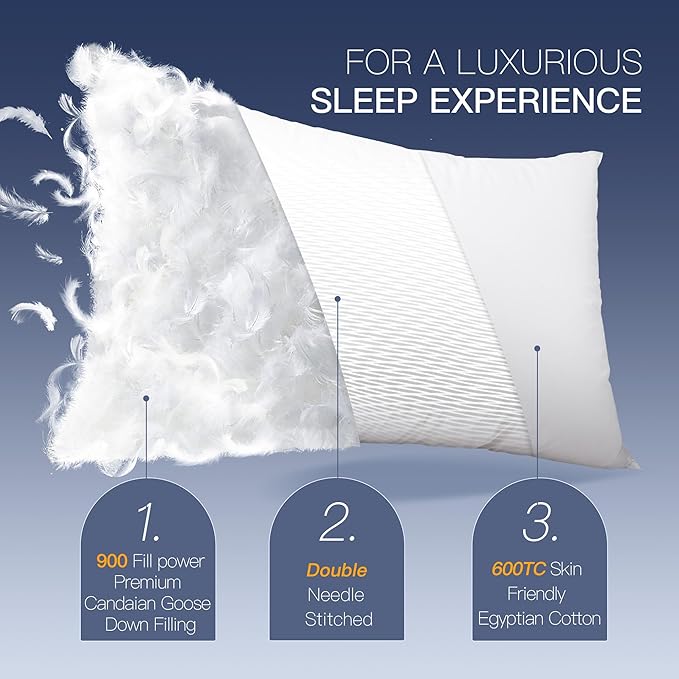 Set 2 Almohadas Pluma de Ganso Blanco 78.74 x 50.8 cm miniatura 2