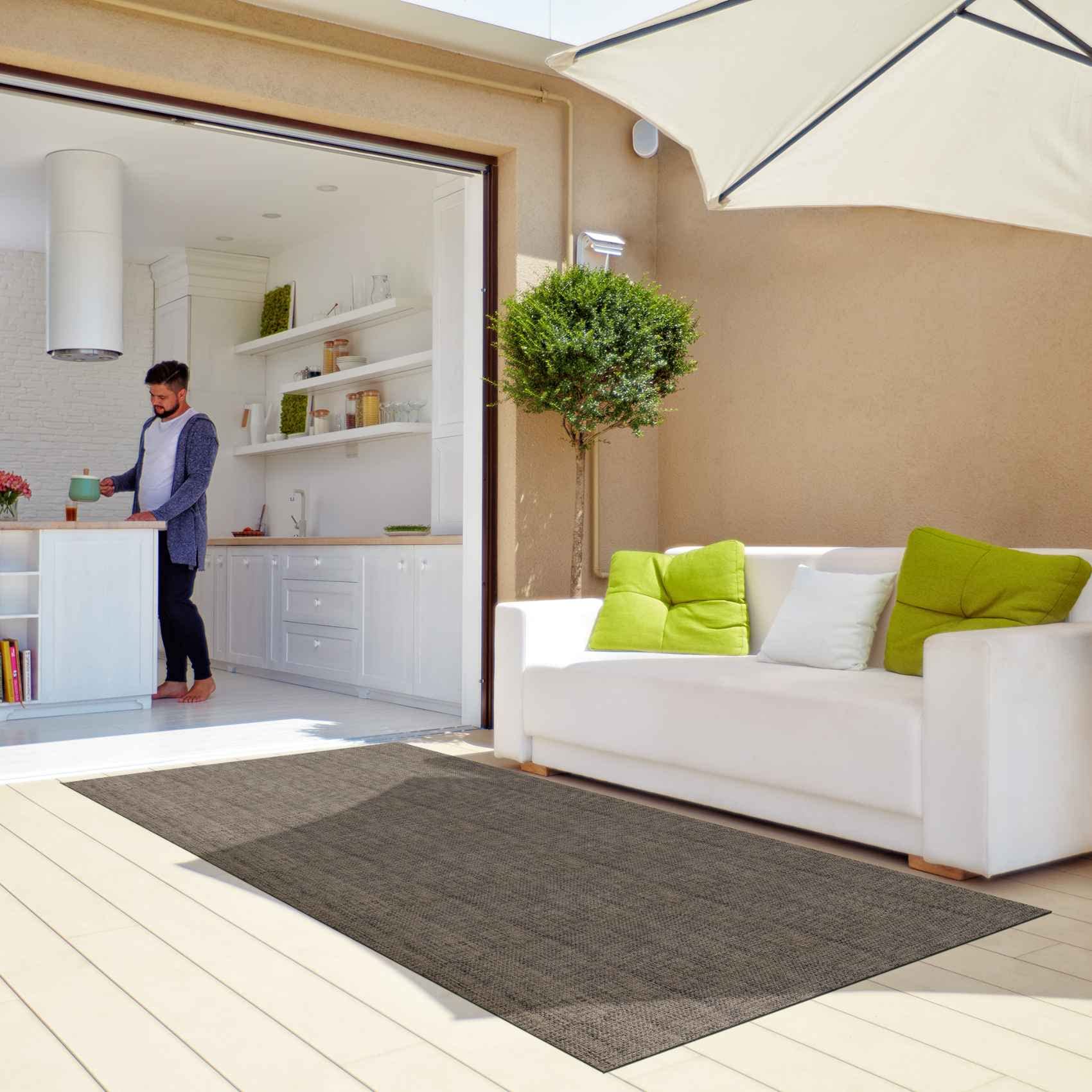 ANRO Tappeto passatoia per interni ed esterni, impermeabile, per balcone, terrazza, corridoio, resistente alle intemperie, marrone, lavabile, 350 x 100 cm